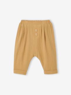 -Pantalon bébé mixte coupe sarouel en gaze de coton