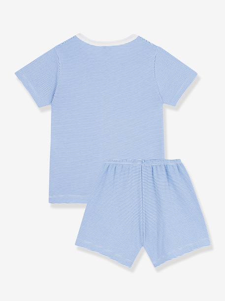 Pyjama court enfant coton rayé Petit Bateau bleu - vertbaudet enfant 