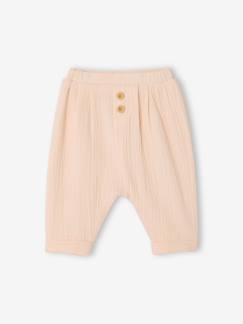 -Pantalon bébé mixte coupe sarouel en gaze de coton