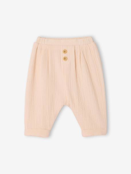 Bébé-Pantalon bébé mixte coupe sarouel en gaze de coton