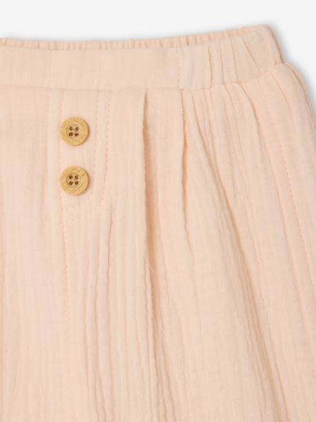 Pantalon bébé mixte coupe sarouel en gaze de coton Blanc+Bleu+jaune+rose+tilleul - vertbaudet enfant 