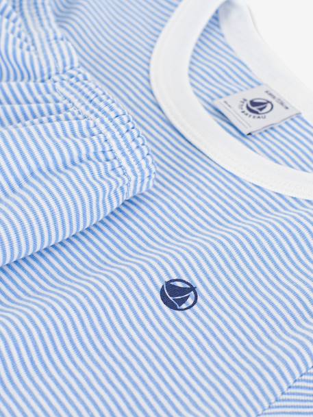 Pyjama court enfant coton rayé Petit Bateau bleu - vertbaudet enfant 