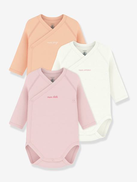 Set van 3 gekruiste body's baby PETIT BATEAU saliegroen - vertbaudet enfant 