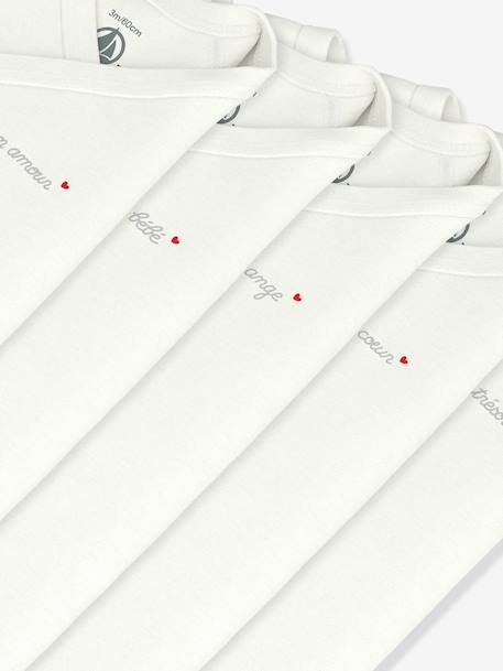 Lot de 5 bodies croisés Petit Bateau blanc - vertbaudet enfant 