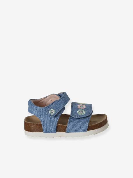 Sandales bébé textile à scratchs bleu jean - vertbaudet enfant 