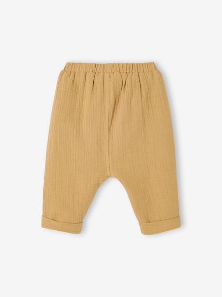 Broek in harem-model van hydrofiel katoen baby jongen Blauw+geel+lindegroen+rozen+Wit - vertbaudet enfant 