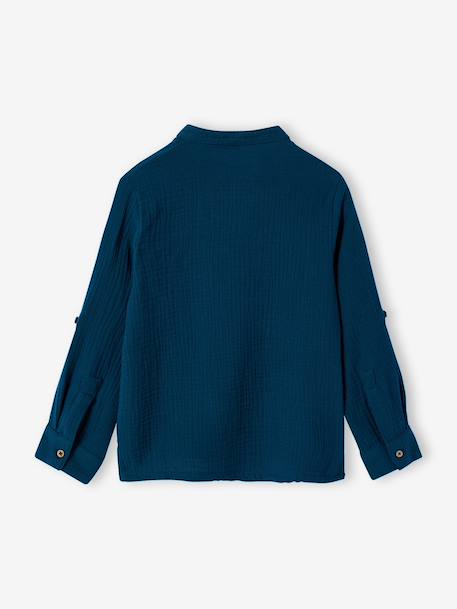 Chemise en gaze de coton personnalisable garçon manches retroussables Bleu moyen+bleu pétrole+écru+vert+vert d'eau - vertbaudet enfant 