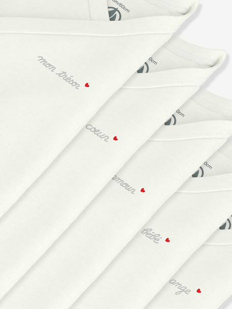 Lot 5 bodies croisés bébé coton Petit Bateau blanc - vertbaudet enfant 