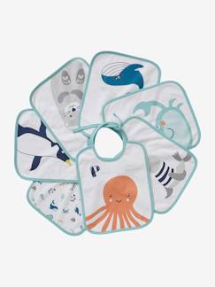 Set van 7 babyslabbetjes VERTBAUDET met decor zeedieren  - vertbaudet enfant