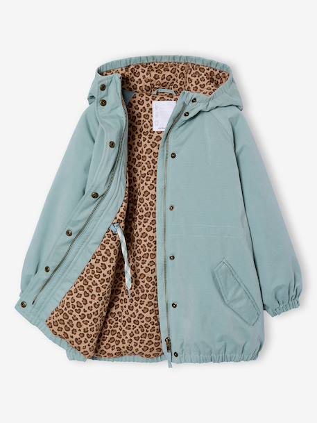 Parka longue fille capuche vert de gris - vertbaudet enfant 