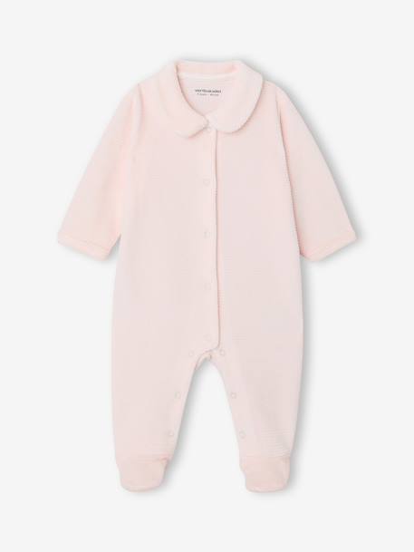 Lot de 2 pyjamas bébé mixtes en velours ouverture naissance beige+rose - vertbaudet enfant 