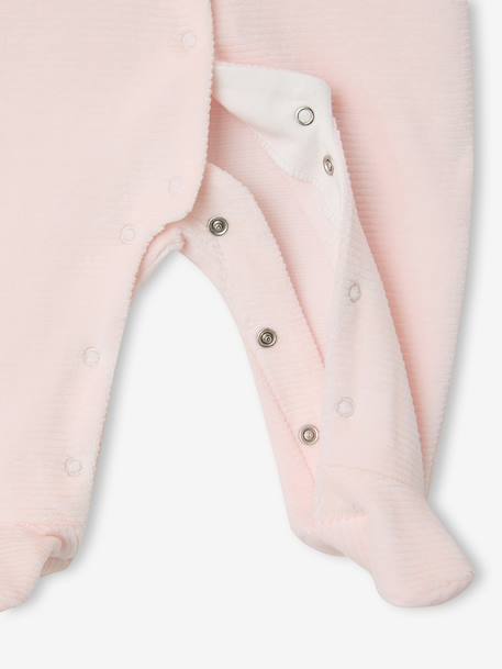 Lot de 2 pyjamas bébé mixtes en velours ouverture naissance beige+rose - vertbaudet enfant 