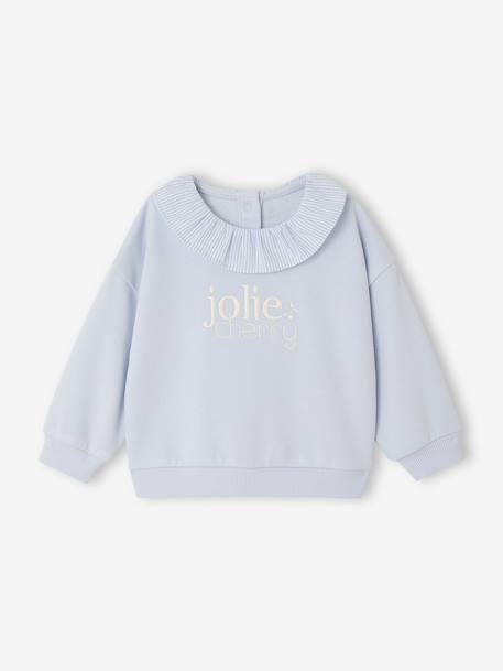 Sweat bébé fille collerette bleu clair - vertbaudet enfant 