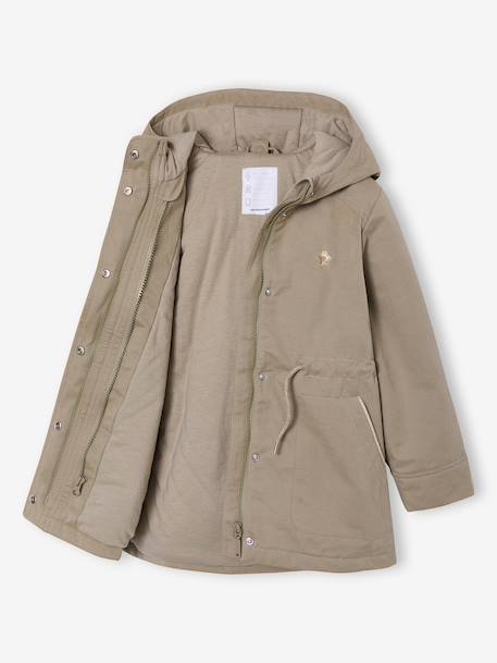 Parka fille 3 en 1 parka et coupe-vent imprimé fleurs kaki - vertbaudet enfant 
