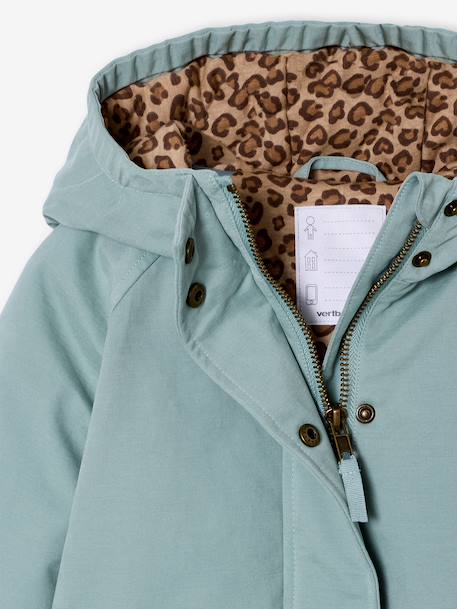 Parka longue fille capuche vert de gris - vertbaudet enfant 