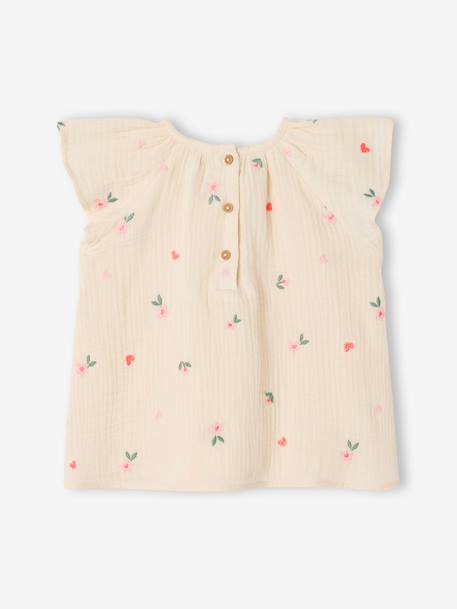 Blouse met korte mouwen voor babymeisjes ecru - vertbaudet enfant 