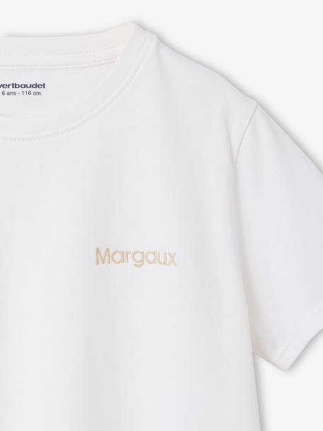 Lot de 3 tee-shirts fille personnalisable écru+rose pâle - vertbaudet enfant 