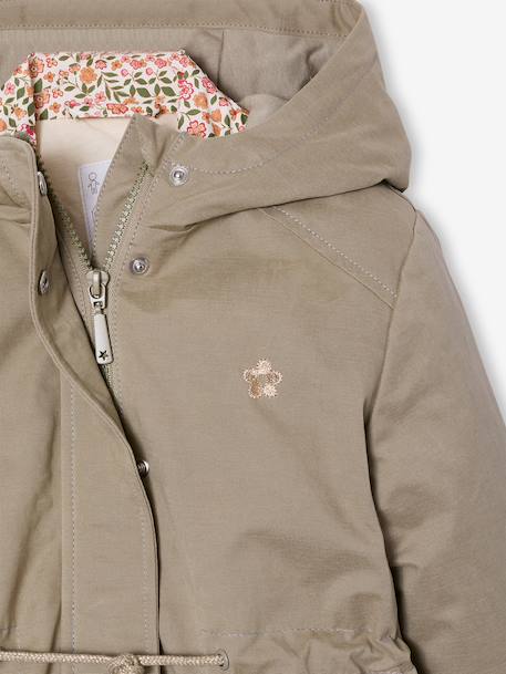 Parka fille 3 en 1 parka et coupe-vent imprimé fleurs kaki - vertbaudet enfant 