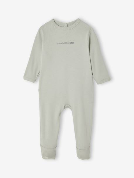Lot 2 pyjama bébé ouverture dos vert sauge - vertbaudet enfant 