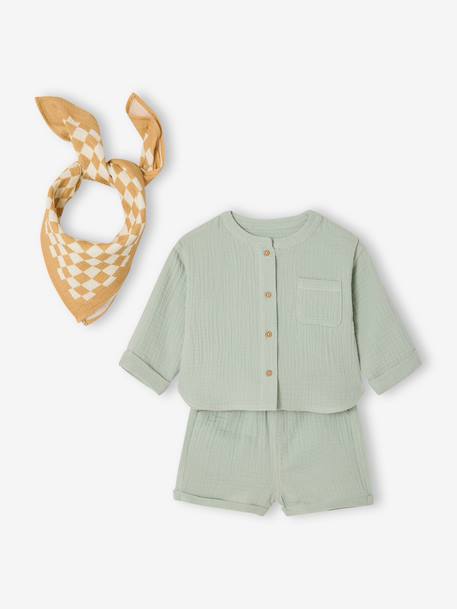 Ensemble 3 pièces short bébé garçon vert d'eau - vertbaudet enfant 