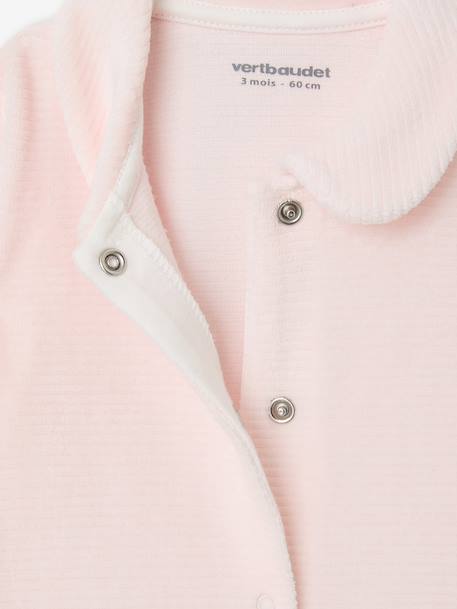 Set van 2 geribd fluwelen babyslaappakjes met opening voor beige+rozen - vertbaudet enfant 