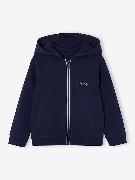 Sweat zippe fille à capuche marine+vieux rose - vertbaudet enfant 