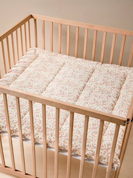 Tapis de sol / Fond de parc gaze de coton FLEURS blanc imprimé - vertbaudet enfant 