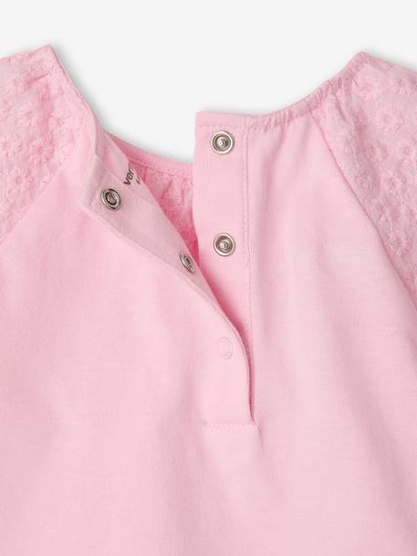 T-shirt manches courtes brodé rose pâle - vertbaudet enfant 