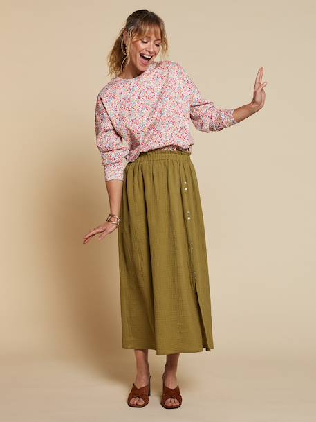 Jupe femme gaze de coton Capsule mère-fille olive - vertbaudet enfant 