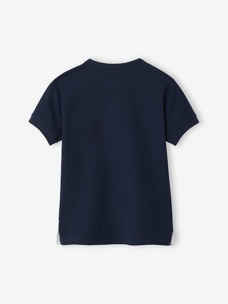 Polo garçon col Mao bleu ciel+écru+marine - vertbaudet enfant 