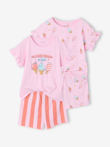 Lot 2 pyjashorts manches courtes fille rose - vertbaudet enfant 