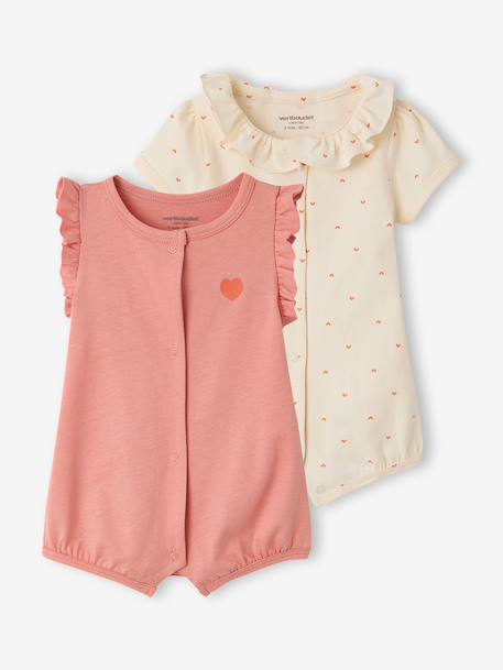 Set van 2 combishorts babymeisje biologisch katoen ecru - vertbaudet enfant 