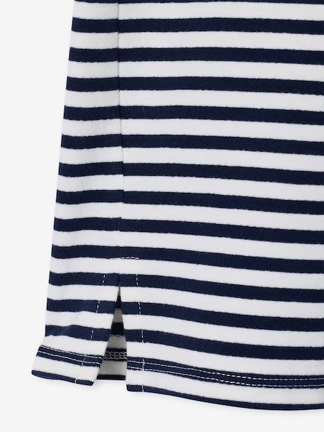 Robe fille en molleton léger motif gris chiné+rayé bleu+vert+vert sauge - vertbaudet enfant 