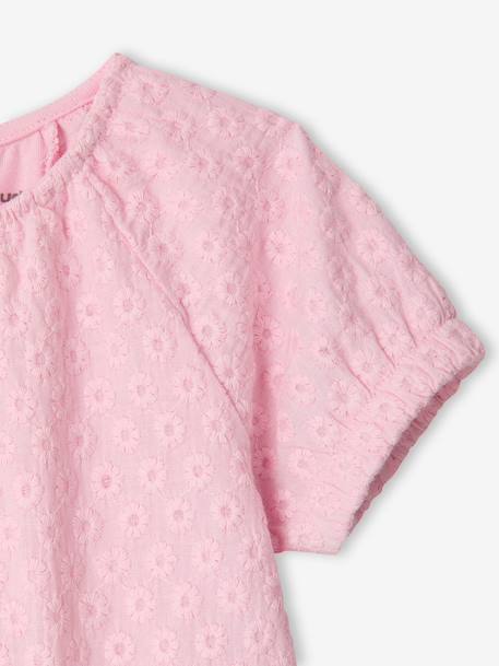 T-shirt manches courtes brodé rose pâle - vertbaudet enfant 