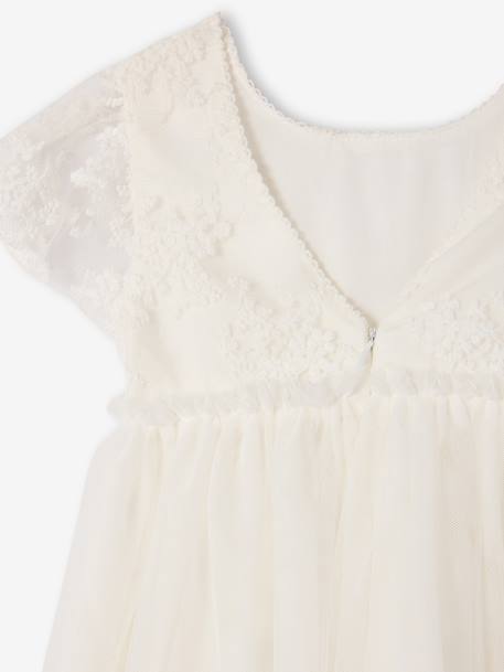Robe fille dentelle et tulle blanc - vertbaudet enfant 