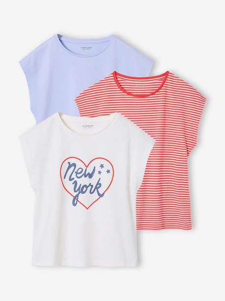 Fille-T-shirt, sous-pull-Lot de 3 tee-shirts fille fantaisie manches courtes