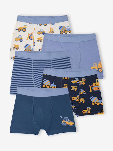 Lot de boxers garçon tractopelle bleu océan - vertbaudet enfant 
