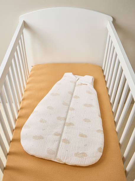 Gigoteuse sans manches ouverture centrale personnalisable DANS LES NUAGES blanc imprimé - vertbaudet enfant 