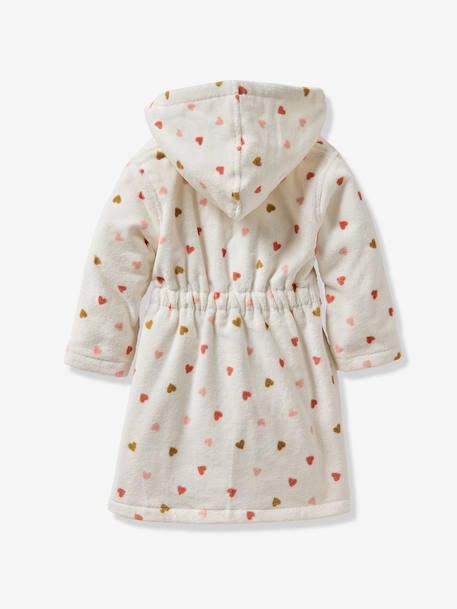 Peignoir bébé COEUR, avec coton recyclé blanc imprimé - vertbaudet enfant 