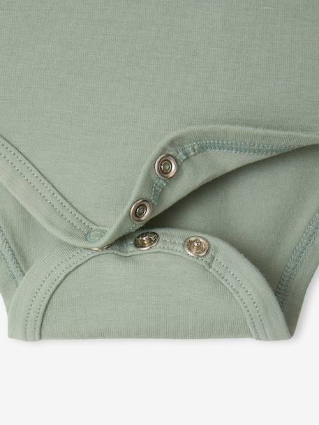 Lot de 2 bodies bébé naissance col fantaisie manches courtes corail+vert sauge - vertbaudet enfant 