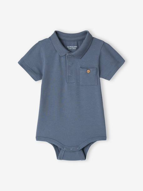 Set van 2 newborn rompertjes met polokraag met zakje ecru+hemelsblauw - vertbaudet enfant 