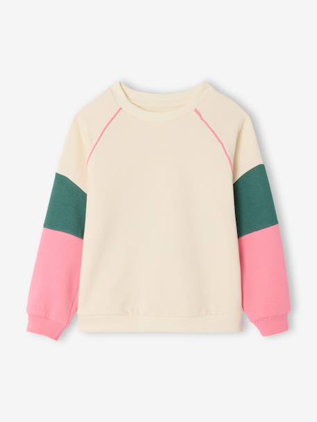 Sweat sport fille écru - vertbaudet enfant 