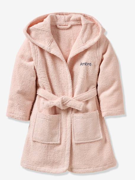 Peignoir enfant LAPIN coton recyclé personnalisable rose poudré - vertbaudet enfant 