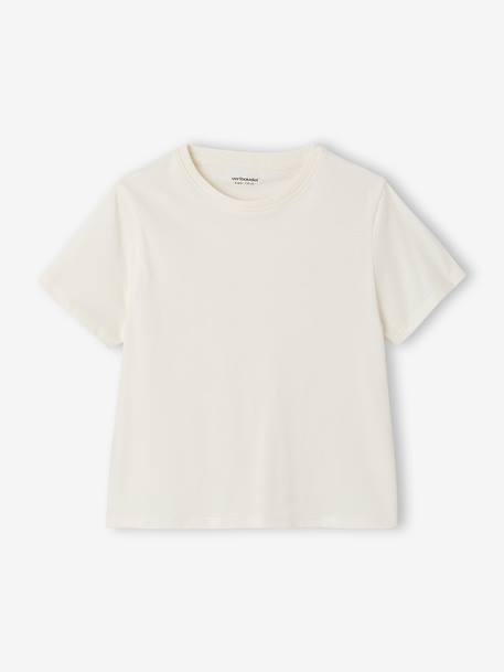 Set van 3 effen t-shirts voor meisjes écru+lichtroze - vertbaudet enfant 