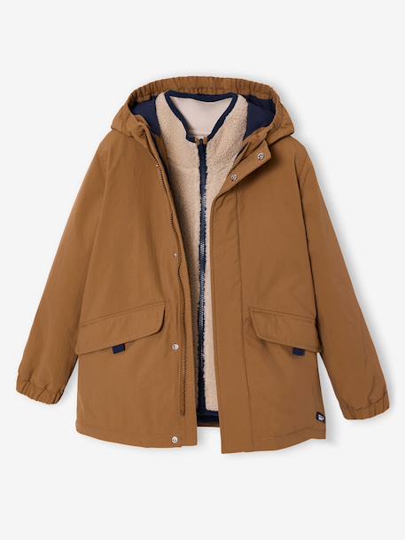 Parka 3 en 1 garçon doublure sherpa noix de pécan - vertbaudet enfant 
