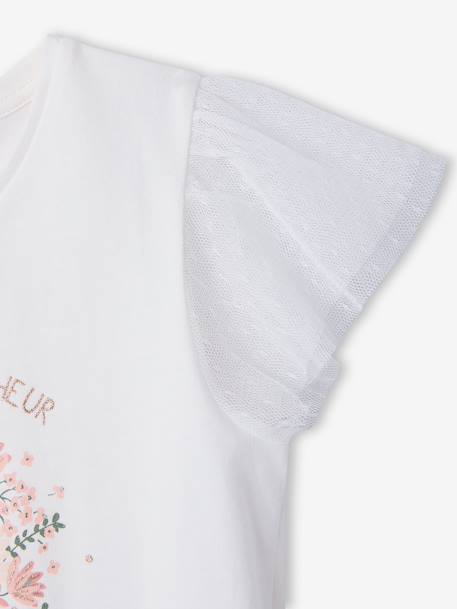 Tee-shirt manches courtes fleuri blanc - vertbaudet enfant 