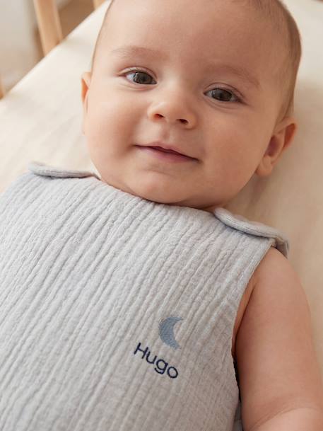Gigoteuse été sans doublure en gaze de coton Bio*, personnalisable bleu grisé+corail - vertbaudet enfant 