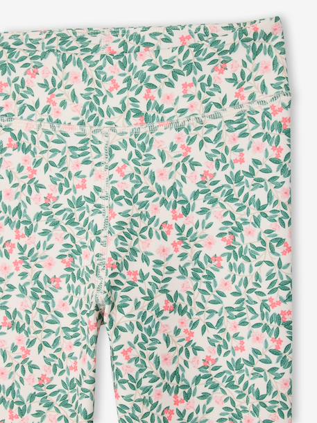 Gedrukte bloemen sport legging voor meisjes ecru - vertbaudet enfant 