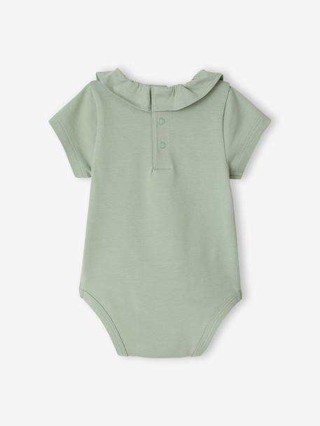 Lot de 2 bodies bébé naissance col fantaisie manches courtes corail+vert sauge - vertbaudet enfant 