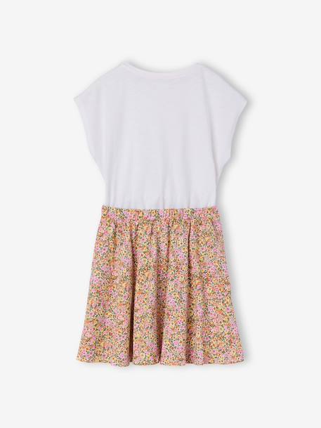 Robe fille effet 2 en 1 blanc imprimé+écru+vanille - vertbaudet enfant 